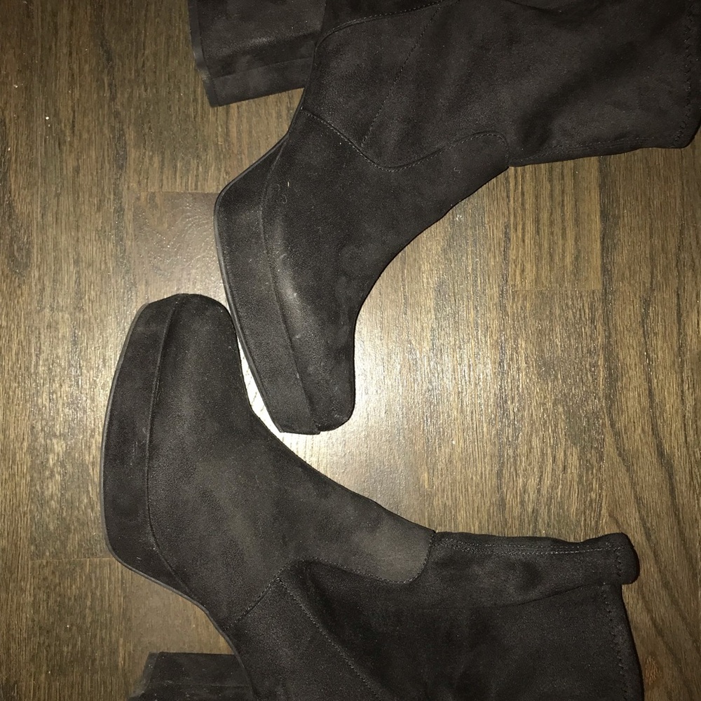 Faux suede platform booties